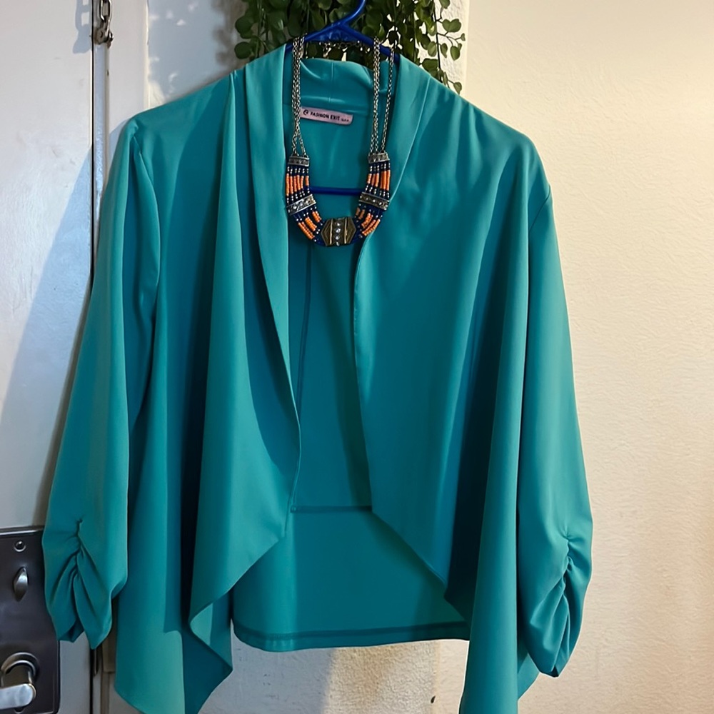 Cute Large size teal blazer